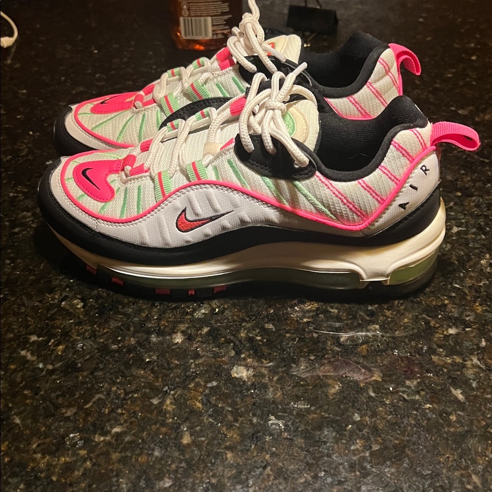 Nike Air Max 98 Neon Pink and White Sneakers size 6.5